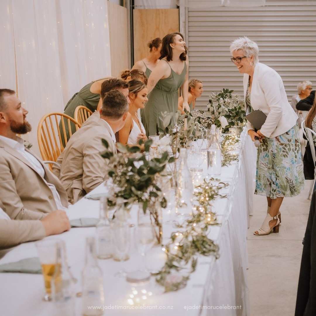 Jade Whaley is the marriage celebrant and MC at a Temuka wedding in South Canterbury. Photo by Tegan Clark Photography.