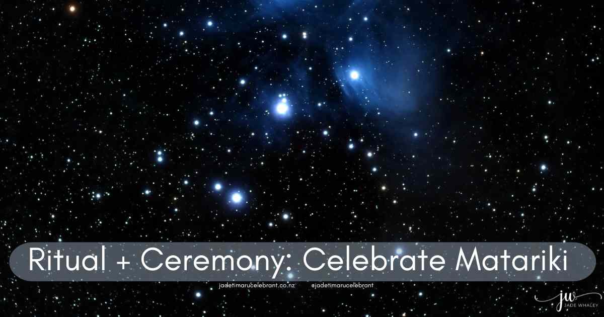 Black night sky with Matariki Star Cluster brightly shining. Celebrate Matariki