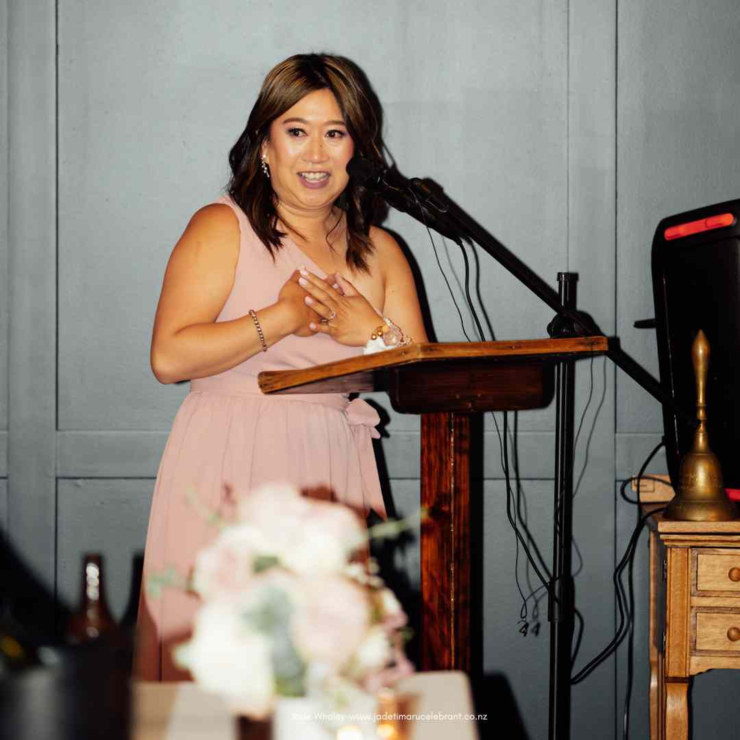 Maid of honour giving a speech at Stonebridge wedding and events in Geraldine.