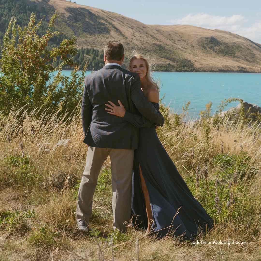 American couple elopement package Lake Tekapo with Jade Whaley Marriage Celebrant. Kate Baron Photography.